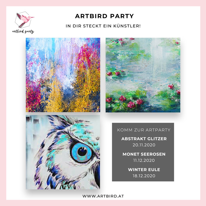Artbird Party von Uschi Polly und Desiree Hackl im Atelier UP in Mödling